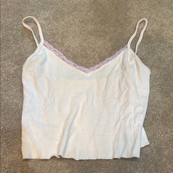 Brandy Melville Tops - Brandy Melville White Camisole with Pink Lace